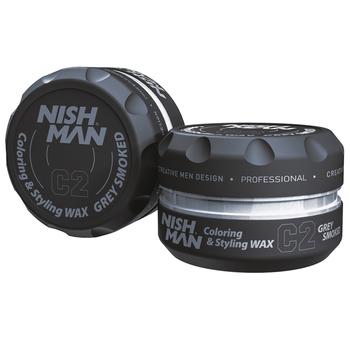 ЦВЕТНОЙ ВОСК ДЛЯ ВОЛОС NISHMAN HAIR PREMIUM C2 COLORING WAX (GREY SMOKED), 100 мл - Барбершоп - стильные и модные стрижки по доступной цене
